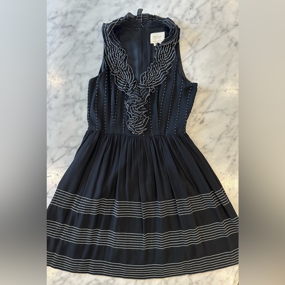 Kate Spade New York Black Silk Ruffle Dress - Size 8